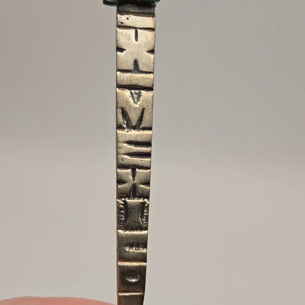 Uhren Schaaff Vintage Aztec Calendar Tiki Souvenir Spoon Silver Green‎